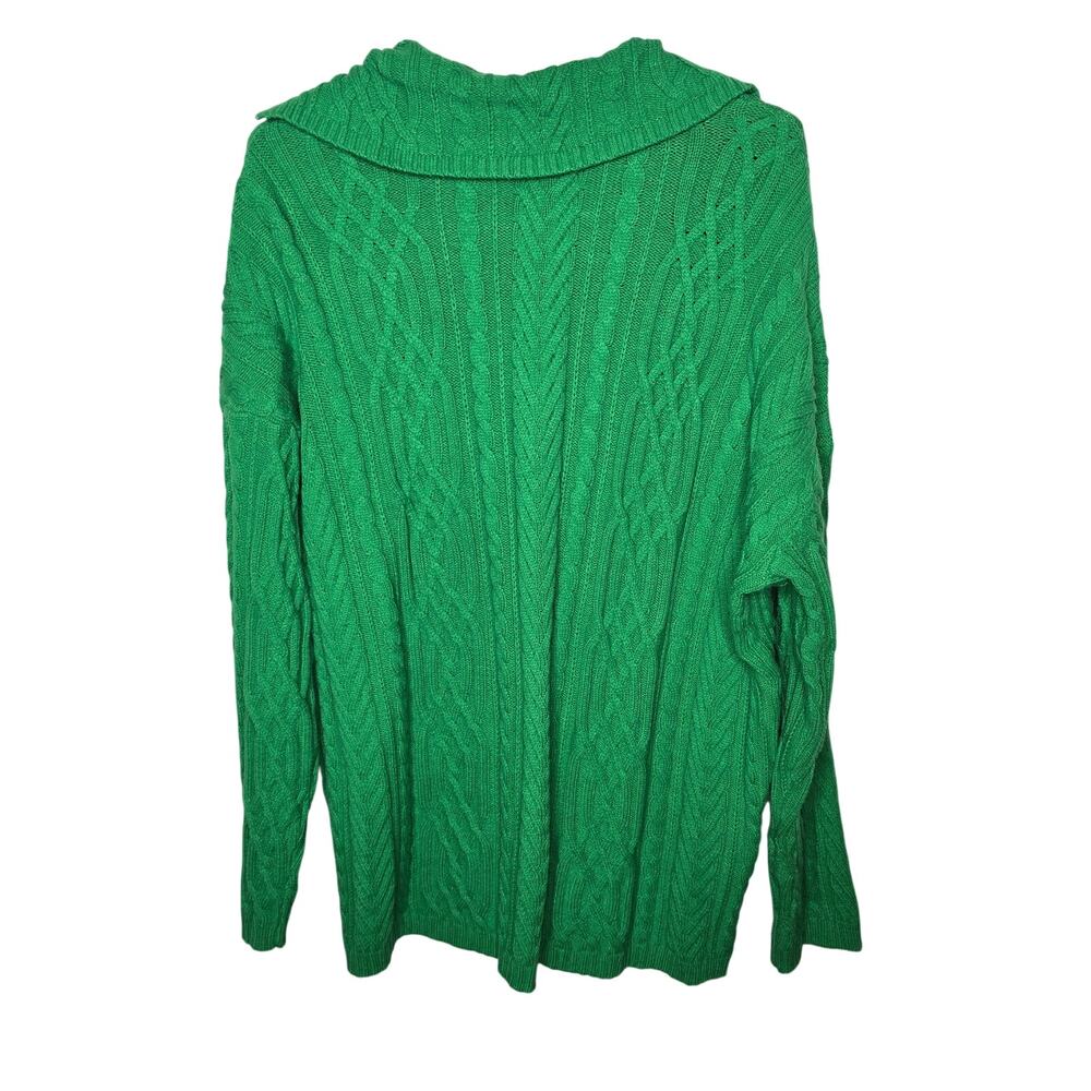 Women's J. Jill Green Meadow Cable Knit Polo Sweater Size XL Tall - Picture 7 of 8